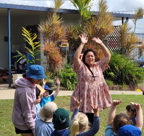 Mel dancing with kids